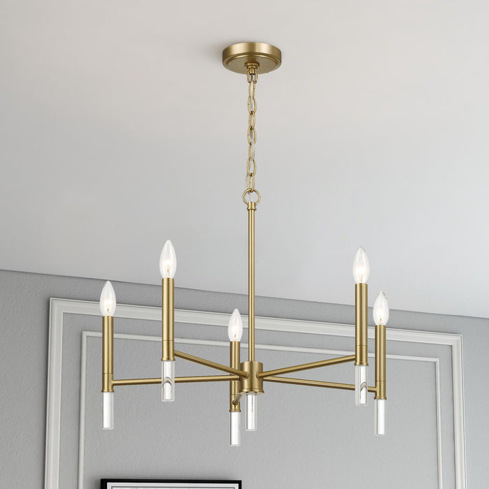 Courtyard - 5 Light Candle Chandelier - Clear / Gold