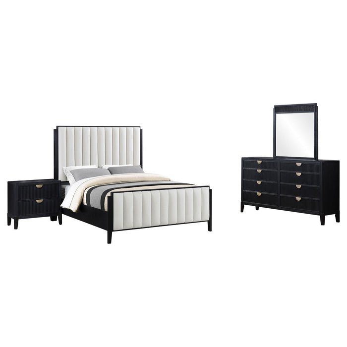 Brookmead 4-piece Upholstered Cal King Bedroom Set Black