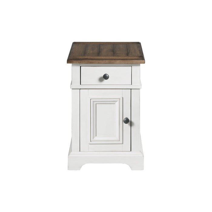 Drake - Chairside Table - Rustic White / French Oak