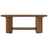 2 Tier Oval Coffee Table With Storage Shelf For Living Room - Rustic Brown