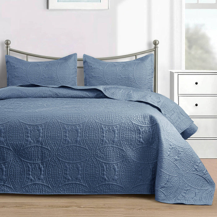 Quilted Bedspread 3 Pc Coverlet Bedding Quilt Set All Season