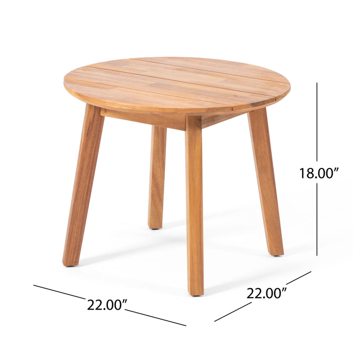 Outdoor Side Table With Slat Top - Brown