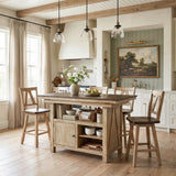 Lindsey Farm - 5 Piece Gathering Table Set - Natural & Brown