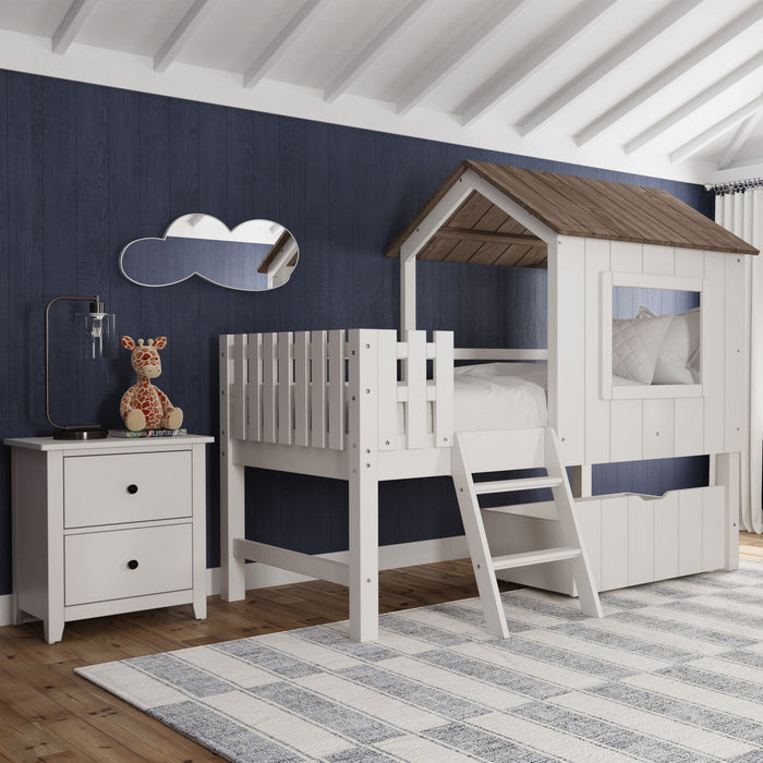 Lodge - Complete Bed With Ladder And Fencing - Cookies / Cream