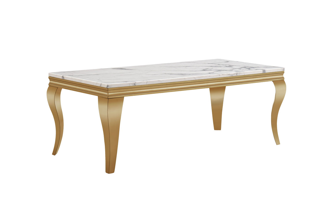 Marble Printed Rectangular Table, Stainless Steel Legs