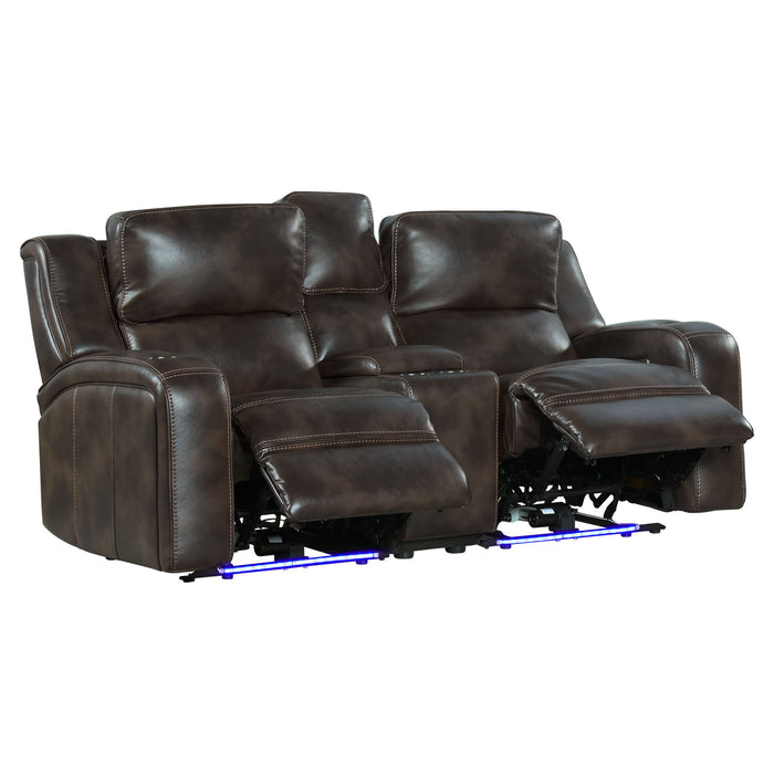 Silhouette - Dual-Power Loveseat - Bolero Coffee