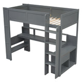 Gaming Loft Bed With Desk, Multi Storage Shelves, LED And Charging Station