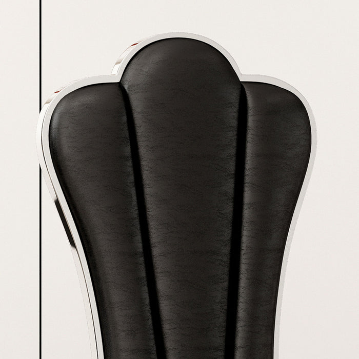 Modern ette Dining Chairs, Unique Backrest Design With Stripe Armless Chair (Set of 2)