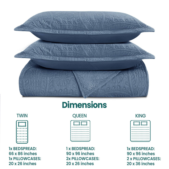Quilted Bedspread 3 Pc Coverlet Bedding Quilt Set All Season