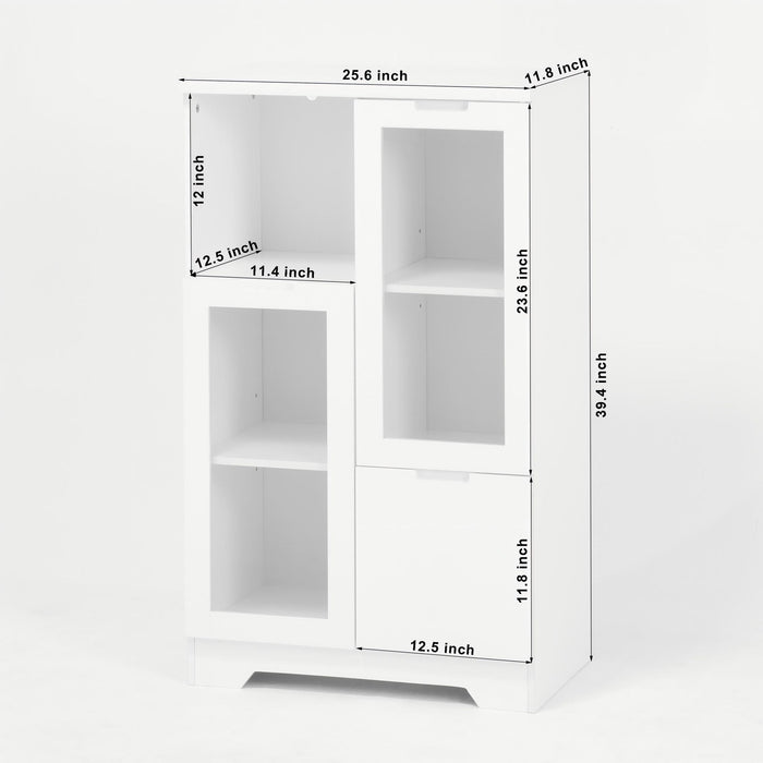Modern Cabinet With Glass Doors And Drawer