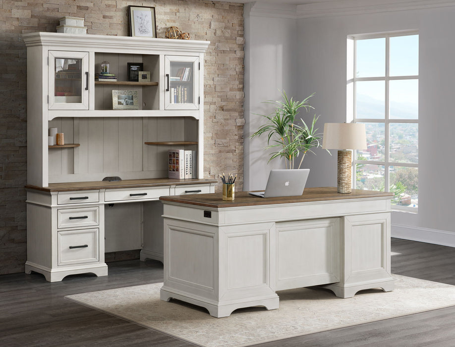 Drake - Executive Desk - Rustic White / French Oak