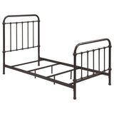 Twin Panel Bed With Ornate Design - Bronze
