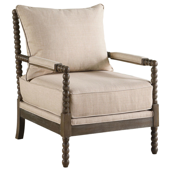 Blanchett Upholstered Bobbin Accent Chair Beige and Natural