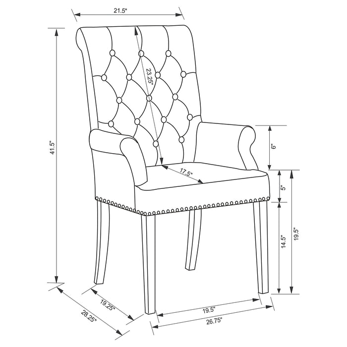 Norwich - Dining Arm Chair With Button Tufting And Rolled Top