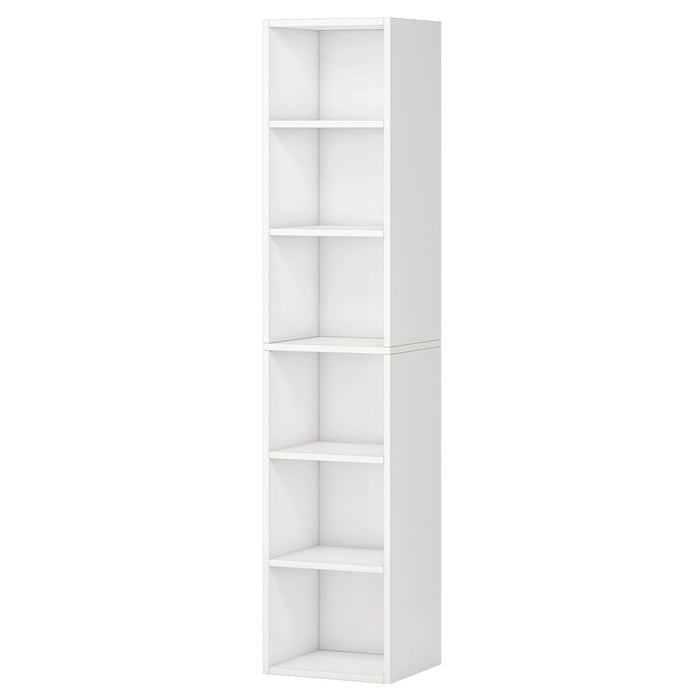 6 Tier Narrow Corner Cube Bookcase Storage, Freestanding Shelf With Open Cubes For Living Room