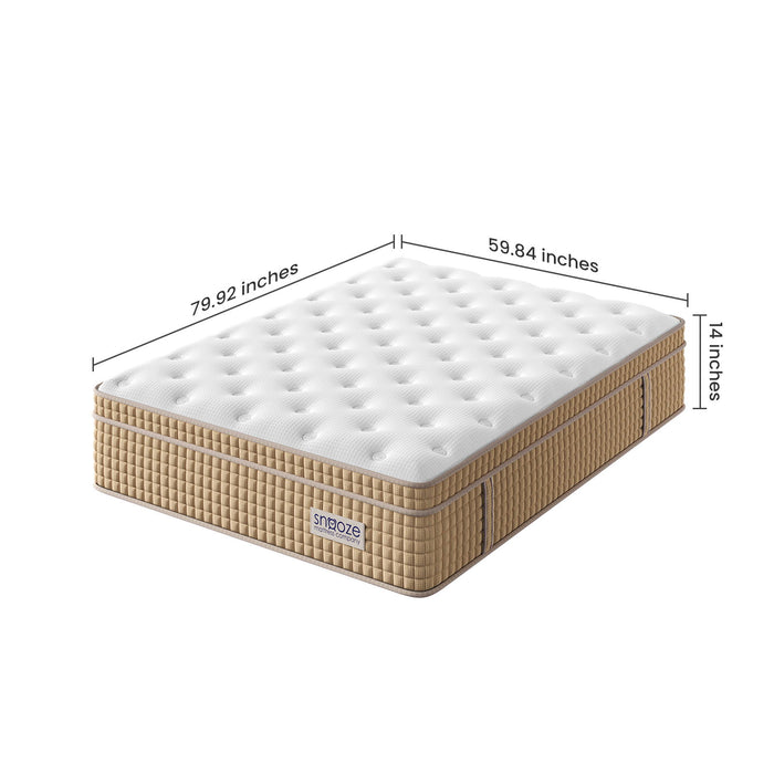 Snooze Mattress Company Glacier - 14" Euro Top Medium Firm Hybrid Mattress With Independently Encased Coils & Gel Memory Foam
