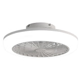 Enclosed Ceiling Fan With Light And Remote, Flush Mount Bladeless Low Profile - White