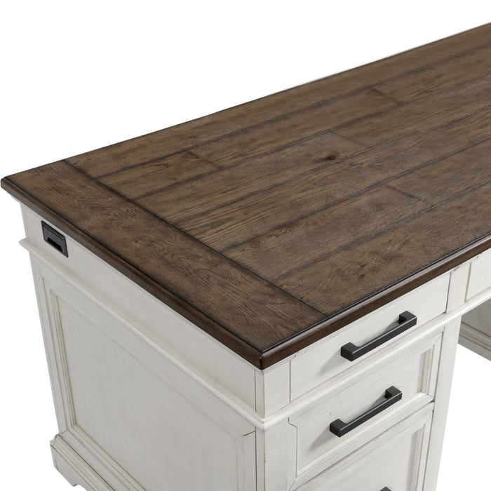 Drake - Executive Desk - Rustic White / French Oak