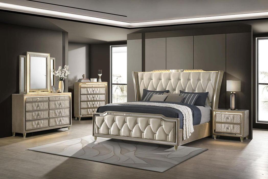 Lorient 5-piece Queen Bedroom Set Ivory and Camel