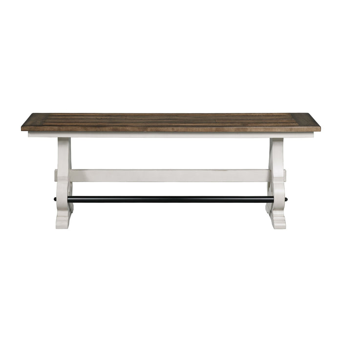 Drake - Backless Counter Bench - Rustic White / French Oak