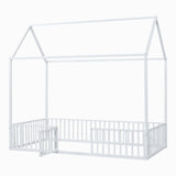 Metal House Bed With Fence And Door