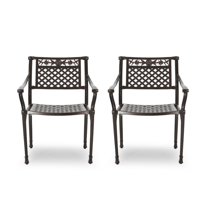 Cast Aluminum Dining Chair With Hand Crafted Details - Bronze