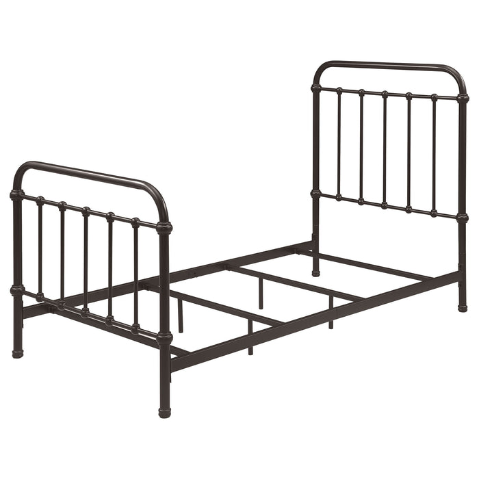 Twin Panel Bed With Ornate Design - Bronze