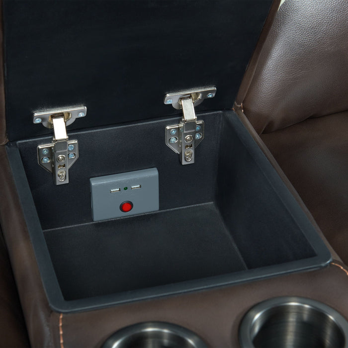 Silhouette - Dual-Power Loveseat - Bolero Coffee