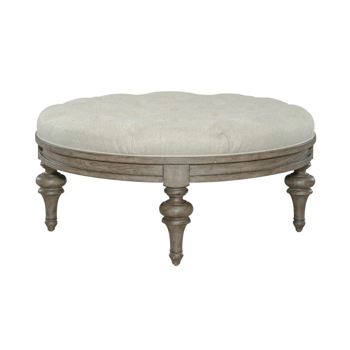 Americana Farmhouse - Round Cocktail Ottoman - Dusty Taupe
