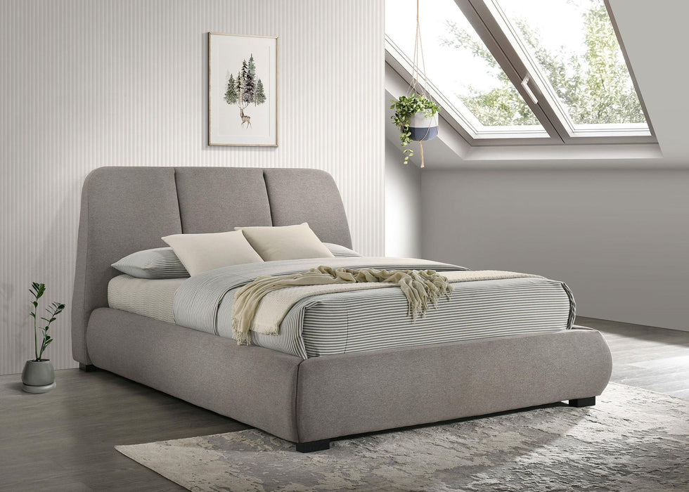 Mokena 46-inch Upholstered Queen Platform Bed Taupe