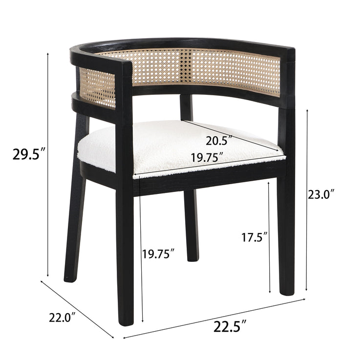 Contemporary Dining Chair Set With Rattan Backrest