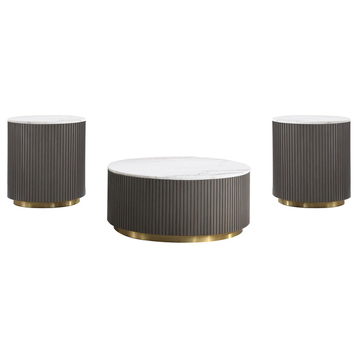 Jason 3-piece Round Marble Coffee and End Table Set White