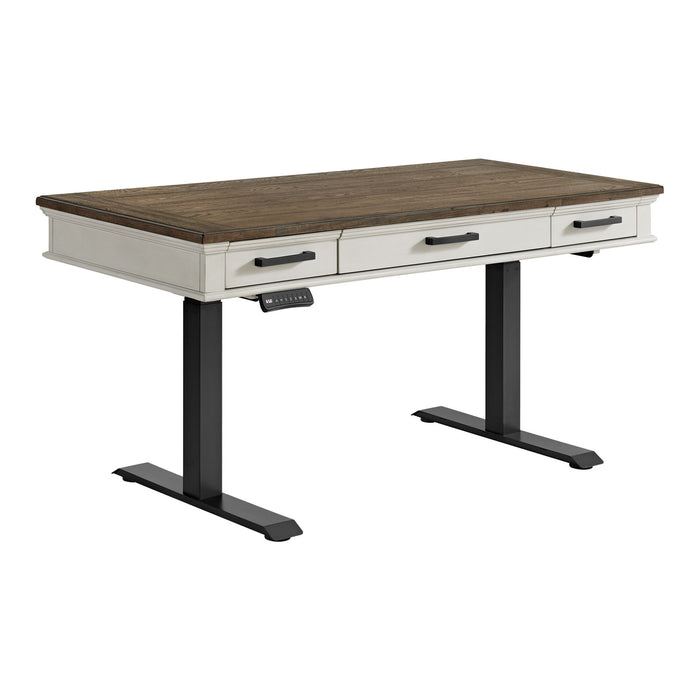 Drake - Lift Desk - Rustic White / French Oak