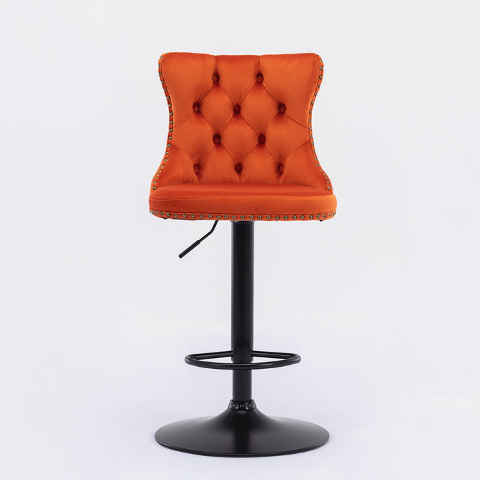 Swivel Barstools Adjusatble Seat Height, Modern Upholstered Bar Stools With Backs Comfortable Tufted For Home Pub And Kitchen Island (Set of 2)