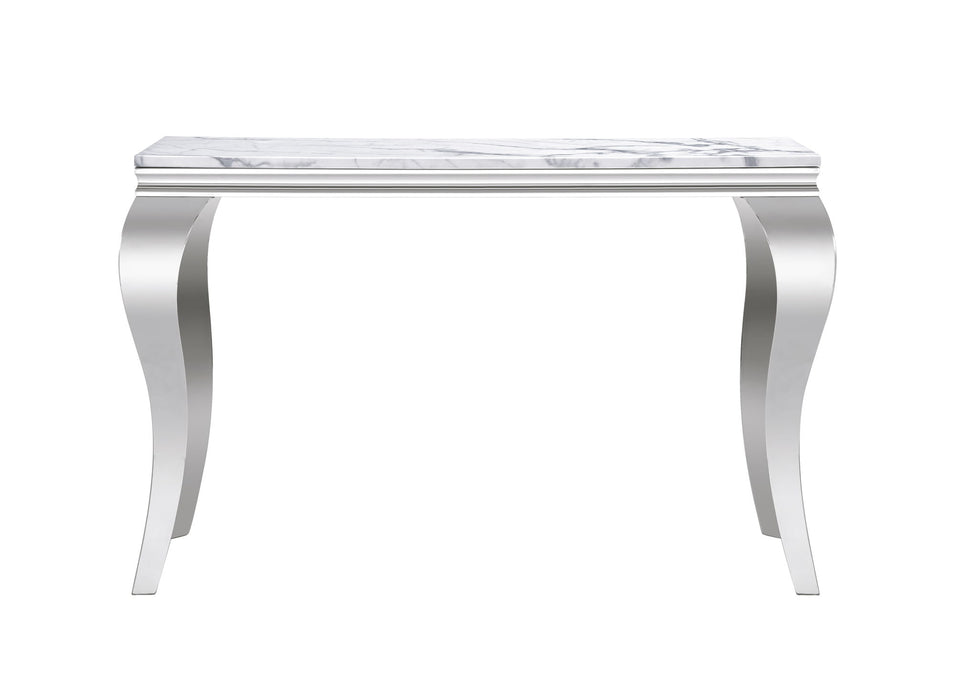 Marble Printed Rectangular Table, Stainless Steel Legs