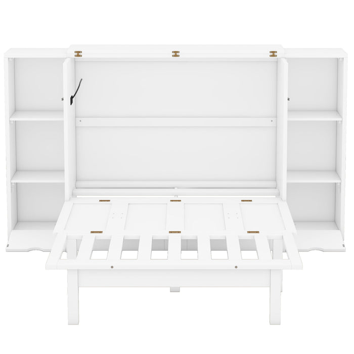 Murphy Bed With Shelves, Drawers And USB Ports