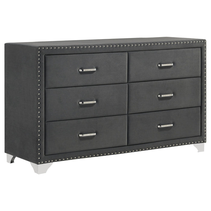 Melody 6-drawer Upholstered Dresser Grey
