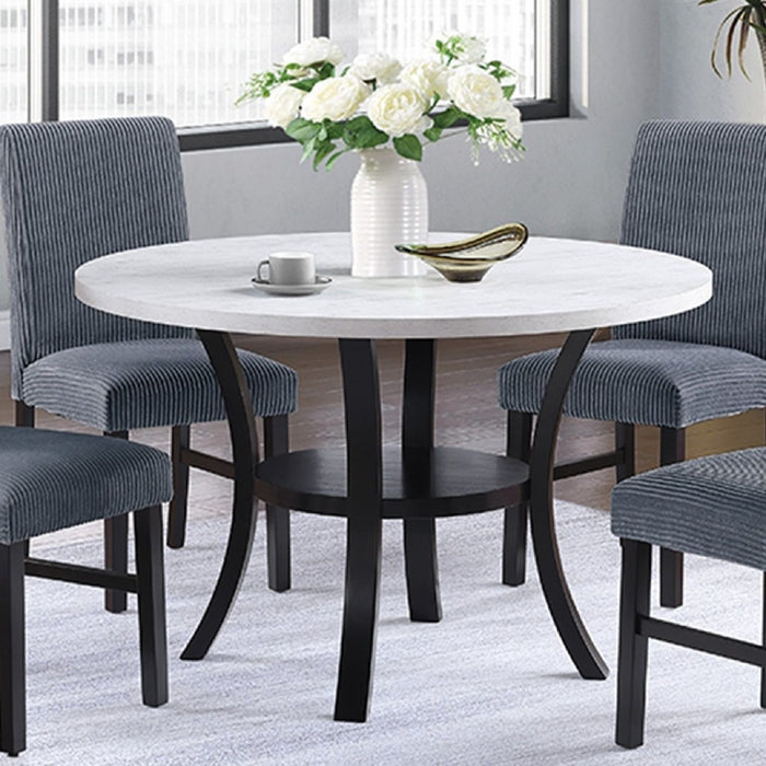 Round Dining Table With Open Bottom Shelf - Black / White