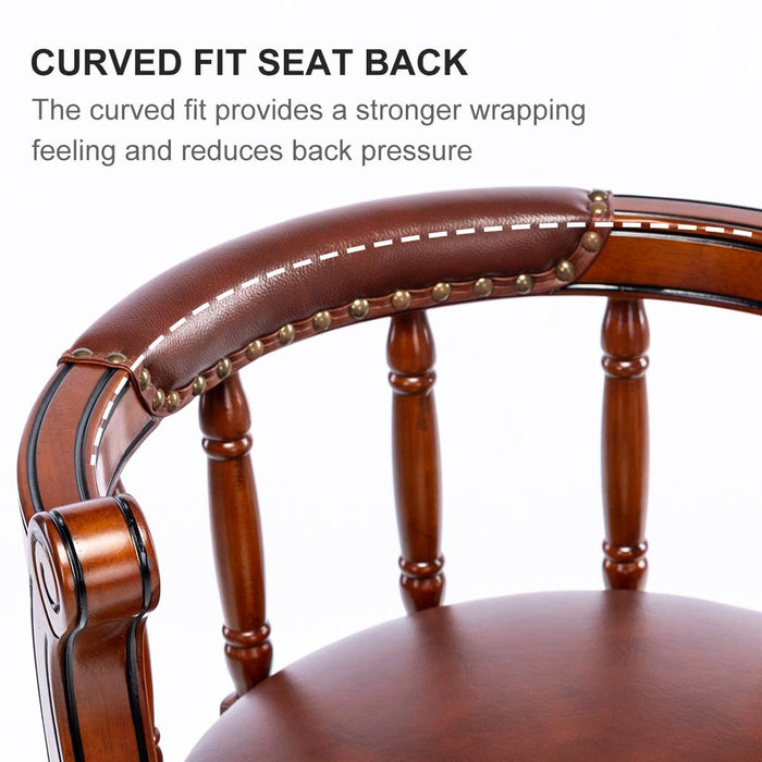 Swivel Cow Top Wooden Bar Stool, 360 Degree Swivel Bar Height Chair With Backs For Home Kitchen Counter