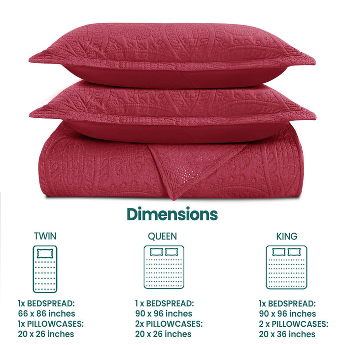 Quilted Bedspread 3 Pc Coverlet Bedding Quilt Set All Season