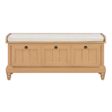 Shoe Bench With Cushion And 3 Drawers - Natural
