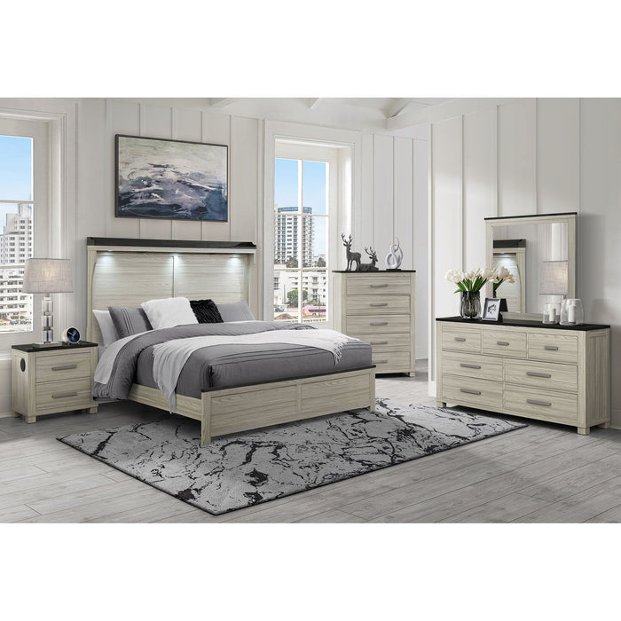 Augusta - Nightstand With Top, 2 Drawers, Block Feet - Beige Brown