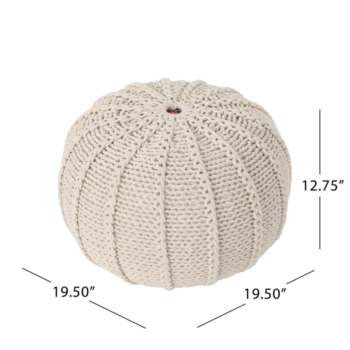 Bordeaux - Knitted Round Pouf Ottoman And Floor Cushion