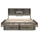 Platform Bed With Storage Headboard And 8 Drawers