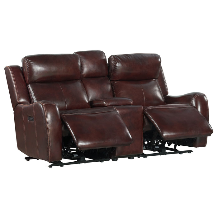 Wainwright - Dual-Power Loveseat - Reddish Brown