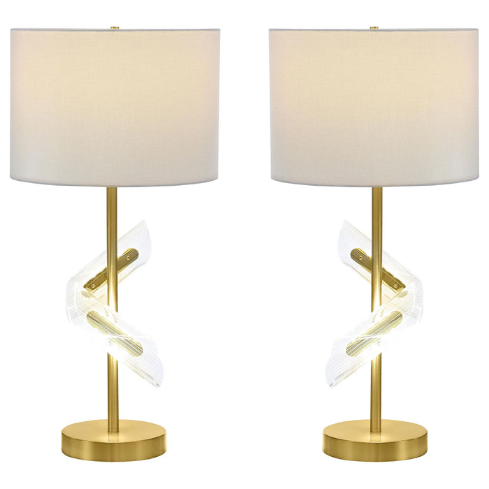 Kingsley 30-inch Drum Shade Table Lamp Gold (Set of 2)