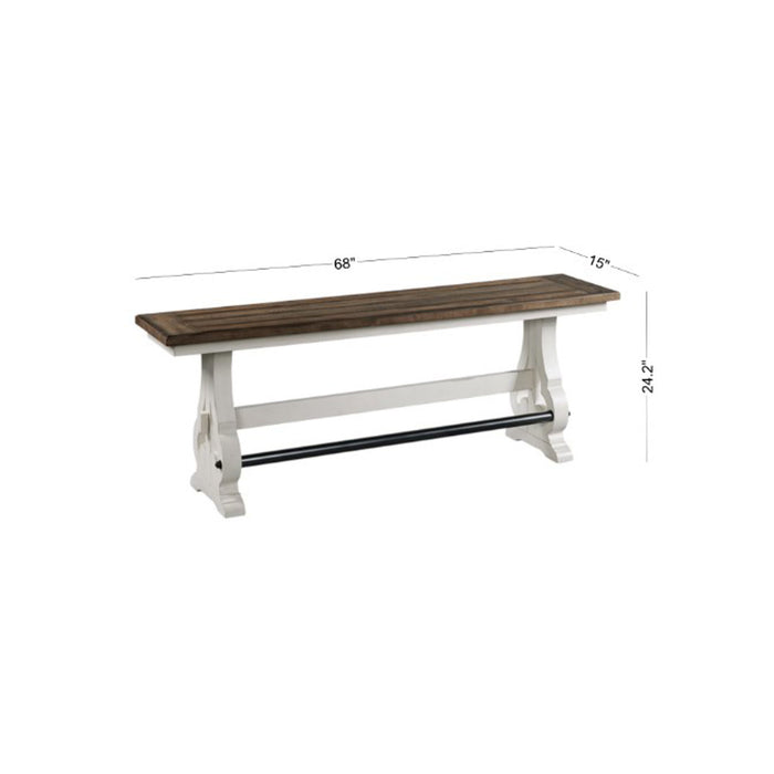Drake - Backless Counter Bench - Rustic White / French Oak