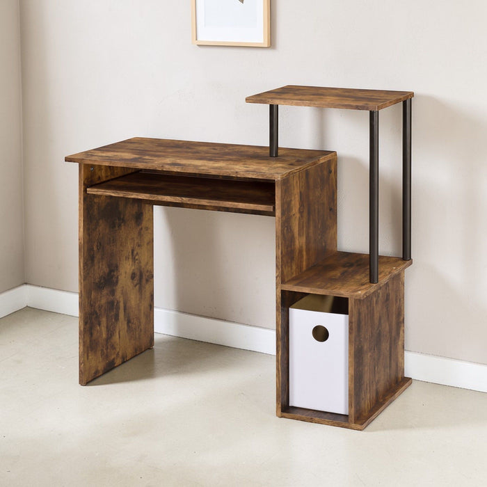 Lyphre - Computer Desk - Weathered Oak / Black