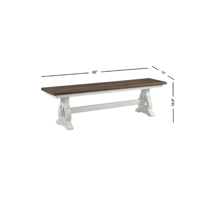 Drake - Dining Bench - Rustic White / French Oak