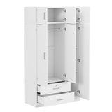 Modern 3 Door Mirror Wardrobe With 2 Drawers And Top Cabinet